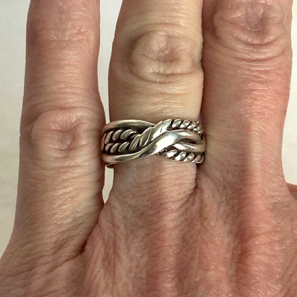 Retired Silpada Sterling Silver 925 Braided Rope Band Ring Sz 5 -5.25